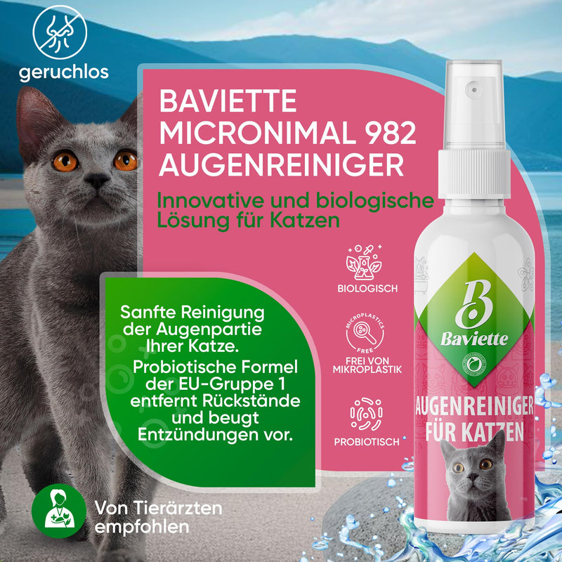 Baviette Cat Care Set: (300x) Probiotic Tear Stain Remover and Eye Cleaner for Cats, Ideal for Daily Eye Care, Gentle Cleansing with Eye Pads (Eye Care 100ml) Eye Care 100ml - BeesActive Australia