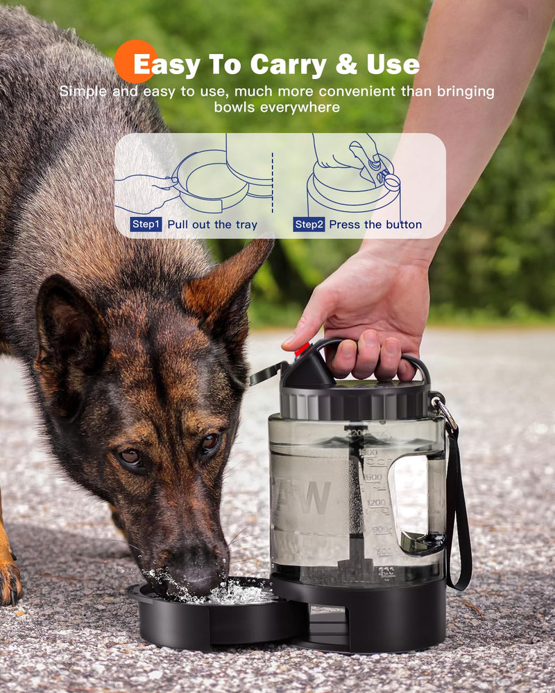 77oz Dog Water Bottle Dog Travel Water Bottle, Portable Dog Water Bowl Dispenser for Travel Camping Hiking Walking, Dog Water Drinking Bottle Dog Travel Water Bowl for Large Dogs 77oz-Black - BeesActive Australia