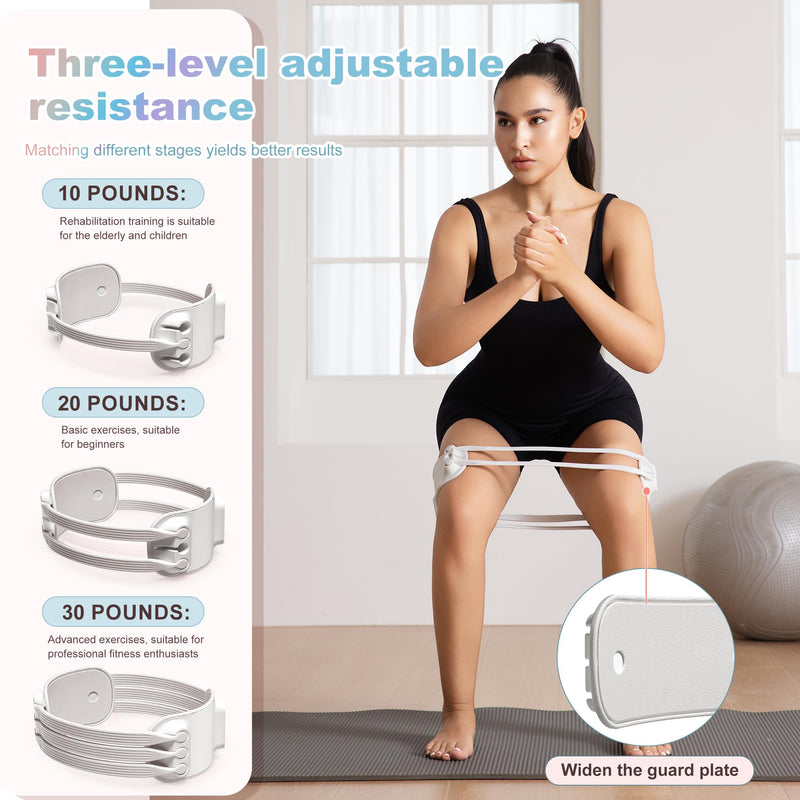 Adjustable Booty Bands-Resistance Bands for Legs Working Out-10/20/30lbs Exercise Workout Band with Carry Bag for Women & Men Physical Therapy, Home Fitness, Strength Training, Yoga Gray