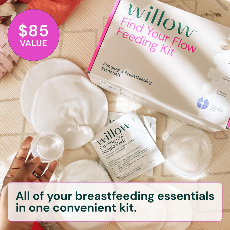 Willow Find Your Flow Feeding Kit, 13-Piece Breastfeeding Essentials Kit, Nipple Protection & Pain Relief from Common Breastfeeding Problems, Postpartum Care Kit - BeesActive Australia