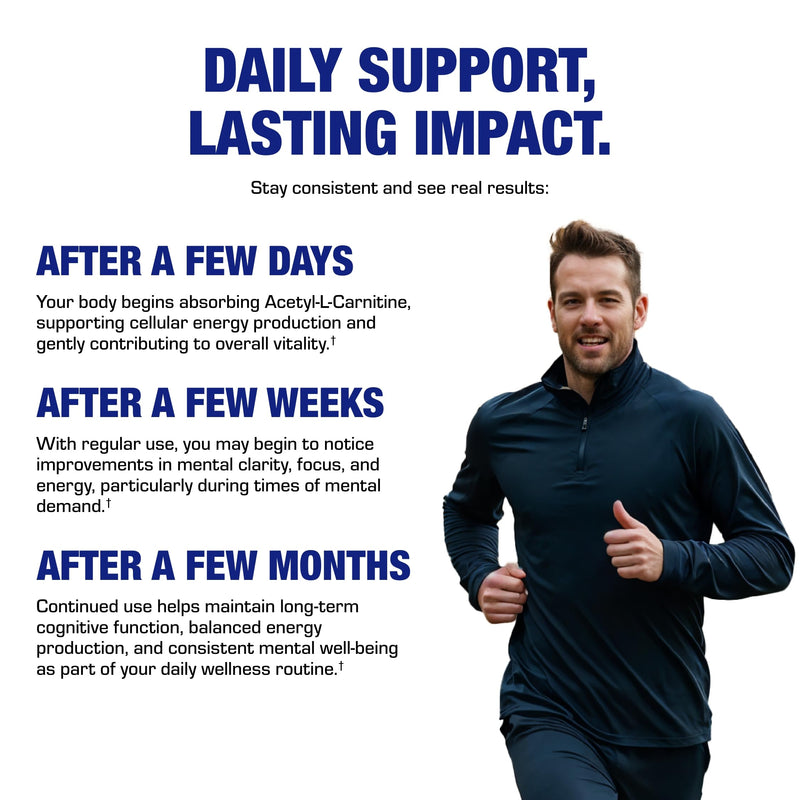 Acetyl L-Carnitine 500mg - High Potency L Carnitine Supplement for Nerve Brain Memory Energy and Focus Support - Vegetarian Non-GMO & Made in the USA in cGMP Facilities - 30 Servings