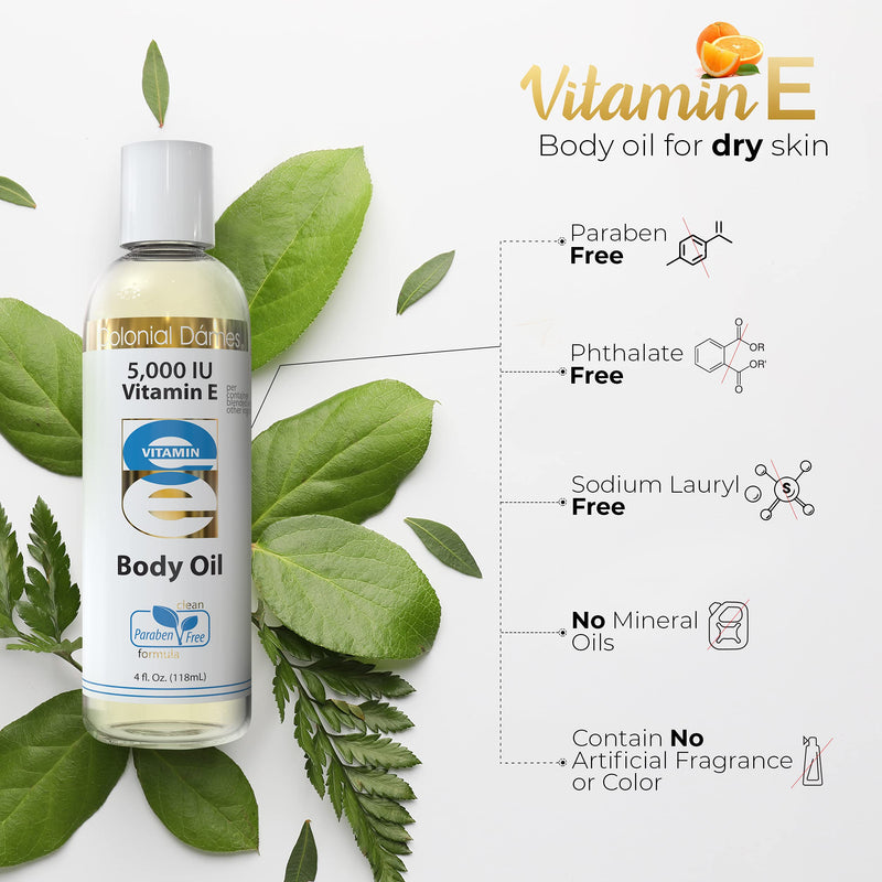 Colonial Dames 5,000 IU Vitamin E Oil Blend Skin Therapy Oil for Whole Body Vitamin E Body Oil for Hydrated Healthy Skin