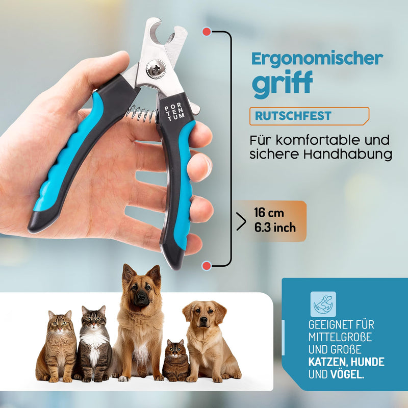 PORTENTUM Claw Scissors for Dogs and Claw Scissors for Cats with Nail File Stainless Steel Claw Clippers High Quality Cutter for Pets Nail Clippers Large With Safety Guard 6” Inch - BeesActive Australia