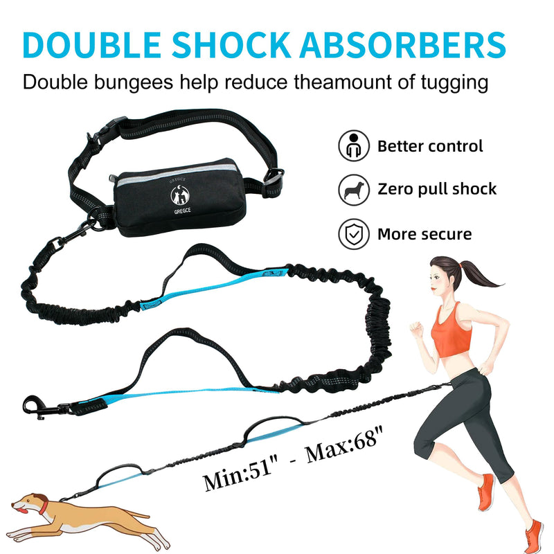 Hands Free Dog Leash for Running-Nylon Dog Leash with Zipper Pouch,Dog Belt for Medium & Small Dogs,Reflective Waist Leash for Dog Walking, Training,Jogging (Black) Black - BeesActive Australia