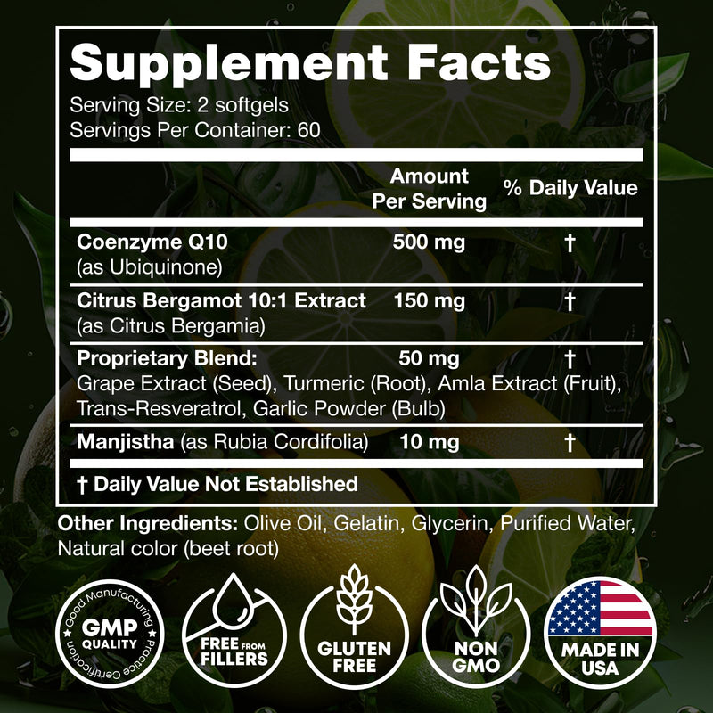 JOYLI Nutrition 2 Pack CoQ10 500mg - High Absorption Coenzyme Q10 Supplement - Co Q 10 for Energy & Vitality - Alternative to CoQ10 400mg & 300mg - 240 Softgels 120 Count (Pack of 2)