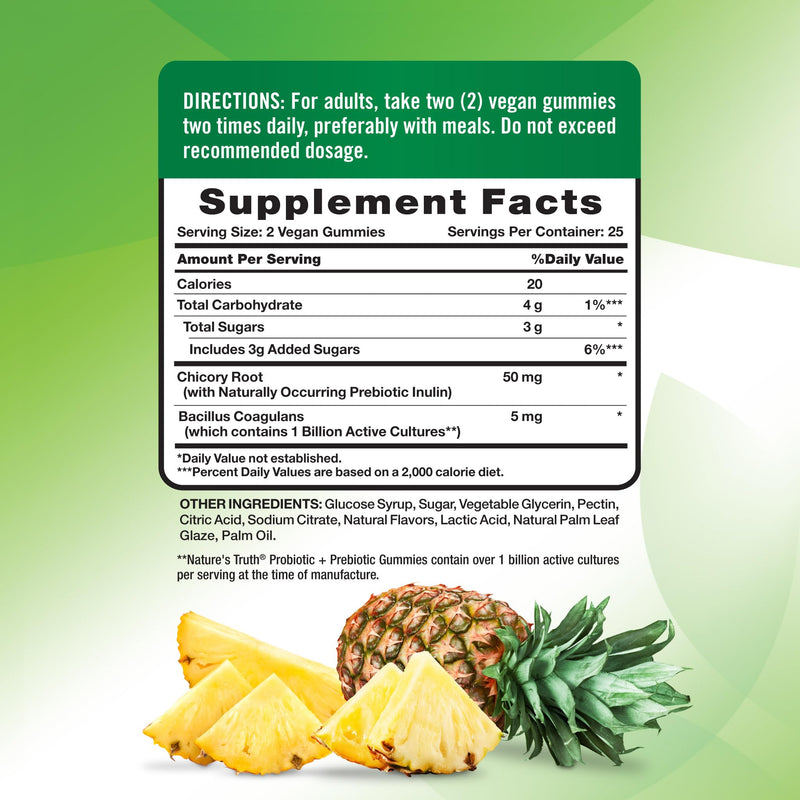 Nature's Truth Probiotic Gummies for Adults | 50 Count | Vegan, Non-GMO & Gluten Free Digestive Health Supplement