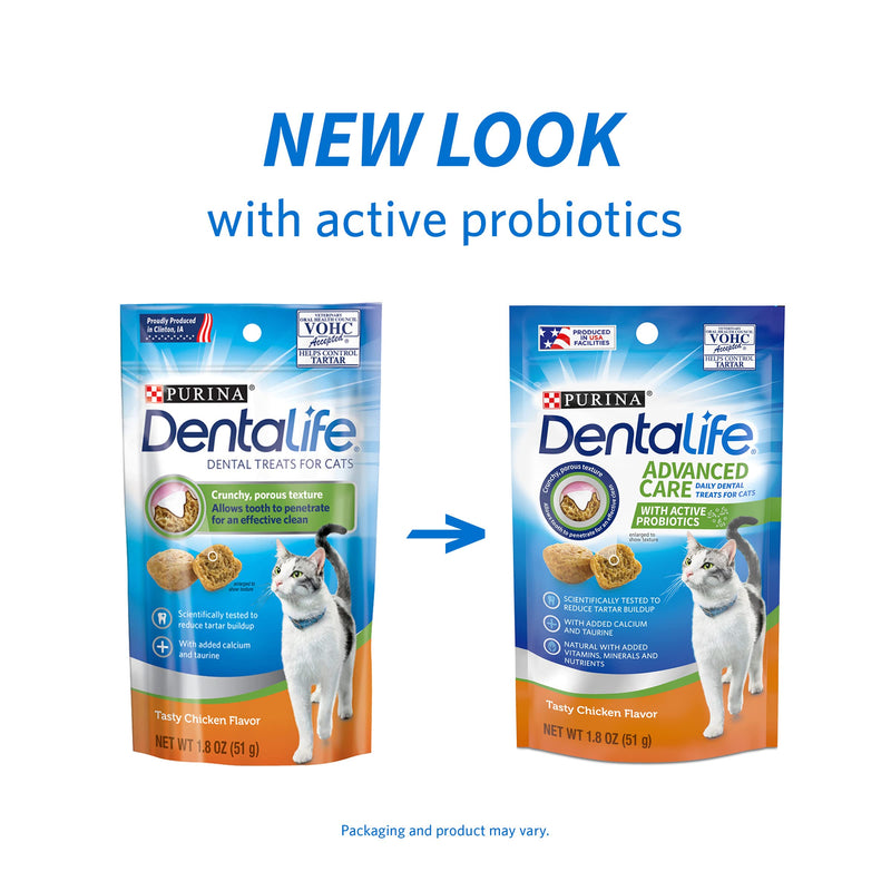 Purina DentaLife Made in USA Facilities Cat Dental Treats, Tasty Chicken Flavor - (Pack of 10) 1.8 oz. Pouches 1.8 Ounce (Pack of 10) - PawsPlanet Australia