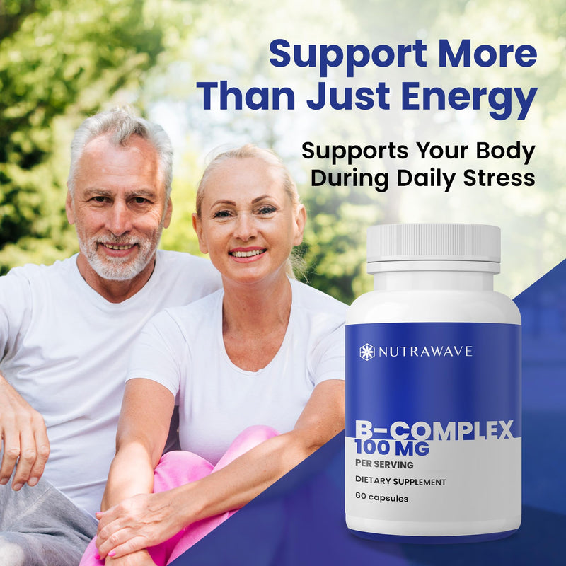 Nutra Wave Super B Complex Vitamins for Women & Men, High Potency B1 B2 B3 B5 B6 B7 B9 B12 with Choline & Myo-Inositol, Energy & Brain Support, Made in USA, Vegan Non-GMO, 60 Capsules 60 Count (Pack of 1)