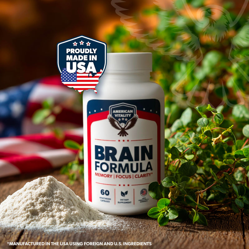 Brain Formula | Brain Health Supplements | Niacin, Vitamin B6 & GABA, Nutritional Support Mental Performance, 30 Days Supply, 60 Capsules