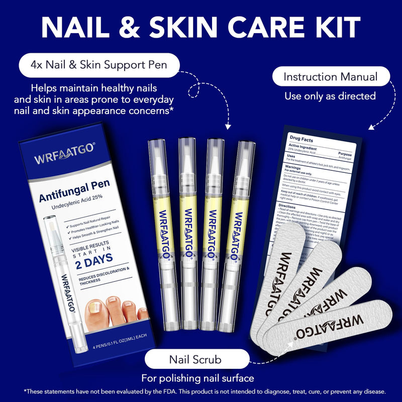 Toenail Fungus Pen, Toenail Fungus Treatment Extra Strength, 25% Undecylenic Acid for Fingernails & Toenails, Toe Nail Treatment, 4PCS Fungal Nail Care Pen with Tea Tree Oil & Oregano Oil