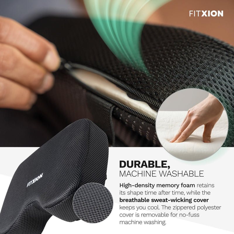 Rowing Machine Seat Cushion – Ergonomic Tail Bone Comfort Memory Foam Pad for Concept 2, Water Rower, Peloton or Recumbent Bike. Anti-Slip Base, Buckled Straps for Indoor Rowing Workouts