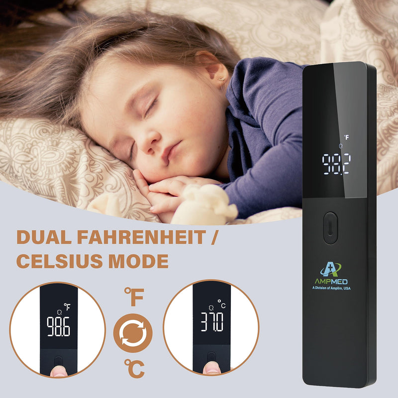 Amplim No-Touch Forehead Thermometer for Adults and Kids, Non-Contact Digital Baby Thermometer for Infants/Newborns, Medical Grade Touchless Temporal Thermometer for Fever Small