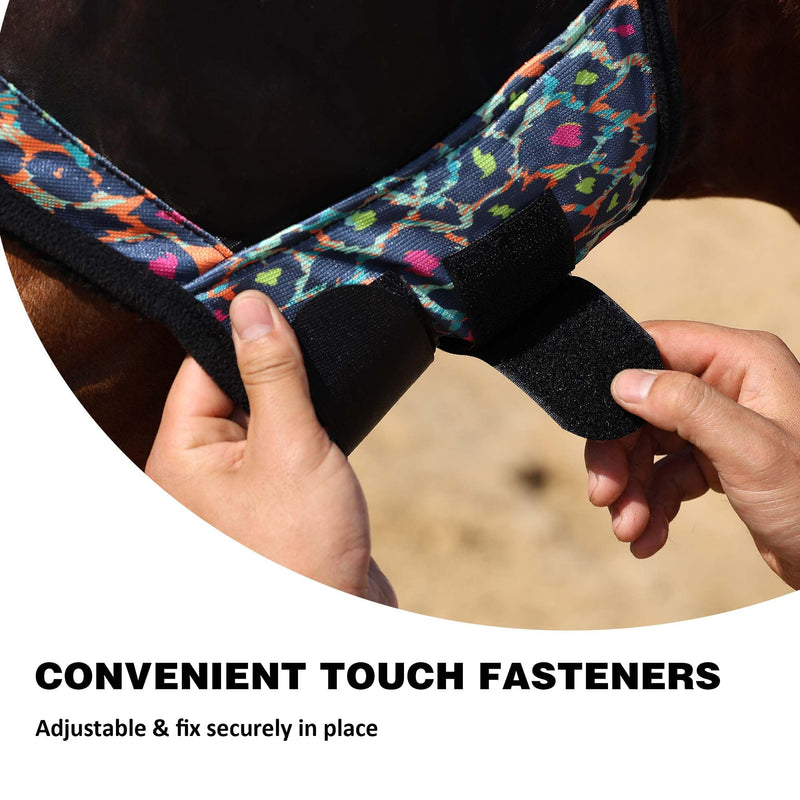 Harrison Howard Pro LumiVista Horse Half Face Fly Mask Large Eye Space with Ears UV Protection for Horse Iridescent Prints M Medium - BeesActive Australia