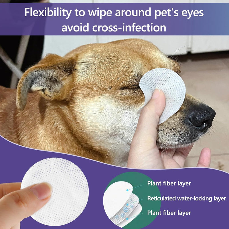 Dog Eye Wipes, 130 Count Universal Cat and Dog Tear Stain Remover Wipes, Hypoallergenic Natural Grooming Wipes for Pets Eyes Ears Nose - BeesActive Australia
