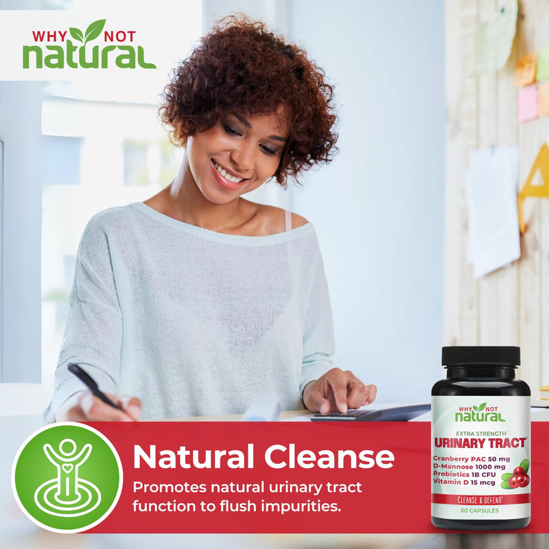 Why Not Natural 5-in-1 UTI Pills with D Mannose, Cranberry PAC Extract, Probiotics and Vitamin D - Urinary Health Formula for Women and Men - BeesActive Australia