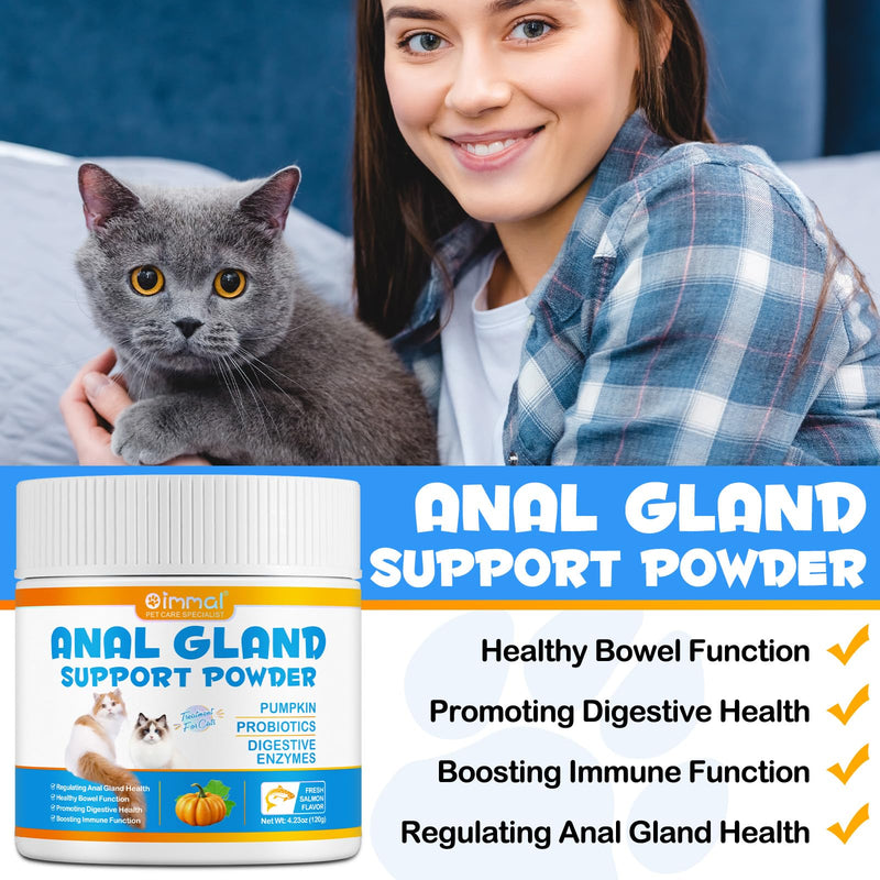 Anal Gland Support Powder for Cats, Anal Gland Supplement Powder with Pumpkin and Probiotics Supports Cats Anal Gland Health, Pet Supplement Anal Gland Support Powder Treatment for Cats - 120g - BeesActive Australia