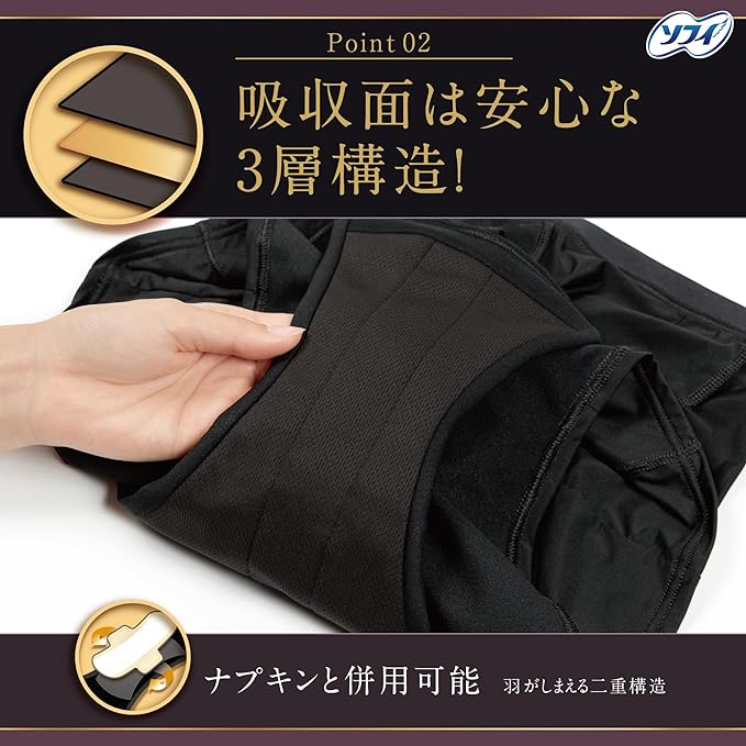 Sophy Seriously Absorbent Shorts, Fits Body, Water Absorbing Shorts, Large Size, Black, Sanitary Shorts, Safe for Many Days - BeesActive Australia