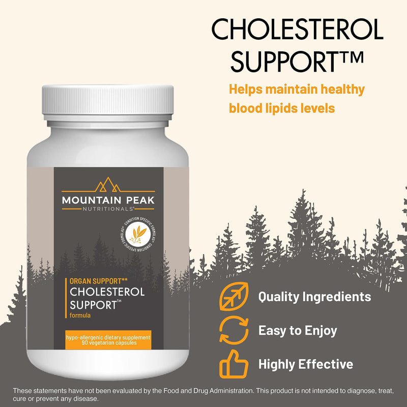 Mountain Peak Nutritionals Cholesterol Support Supplement - with Artichoke Extract, CoQ10, & Red Yeast Rice - Plant-Based Formula Supports Heart Health & Healthy Lipid Levels (90 Vegetarian Capsules) 90 Count (Pack of 1)