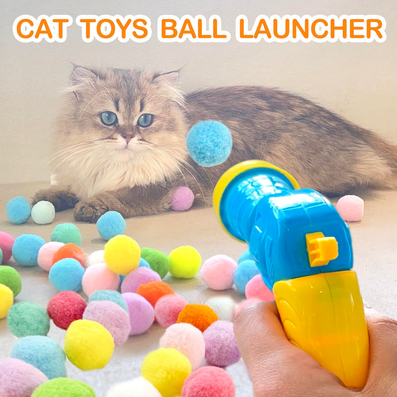 31Pcs Cat Ball Toy Launcher Gun, Cat Balls Fetch Toy, 30Pcs Plush Fuzzy Balls Launcher Cat Toy for Cats with 1 Gun, Funny Interactive Cat Toys for Bored Indoor Adult Cats, Cute Kitten Kitty Toys - BeesActive Australia