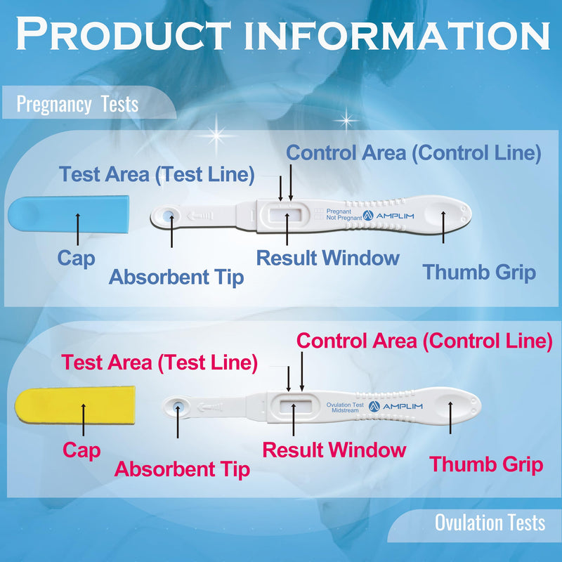 Amplim Midstream HCG Pregnancy Test (2) and LH Ovulation Tests (5) Kit, 99.99% Accurate at Home Pregnancy Predictor 6 Days Early Result, Extra Sensitive Fertility Tracker - FDA Cleared 1 Count (Pack of 7) - BeesActive Australia