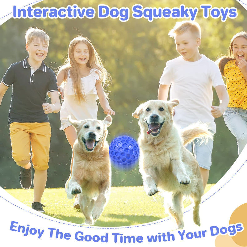 Indestructible Squeaky Dog Ball, Relieves Anxiety, Cleans Teeth, Interactive Chew Toy for Aggressive Chewers, Dog Toy for Large Breeds, Outdoor Waterproof Blue - BeesActive Australia