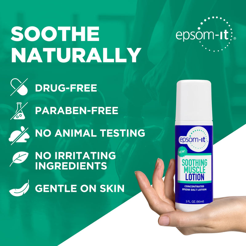 Epsom-It Soothing Muscle Lotion - Roll On Epsom Salt Lotion with Arnica for Muscle Stiffness, Leg, Knees and Feet Discomfort, Topical Magnesium Cream, 3oz, 4-Pack 3 Fl Oz (Pack of 4) - BeesActive Australia