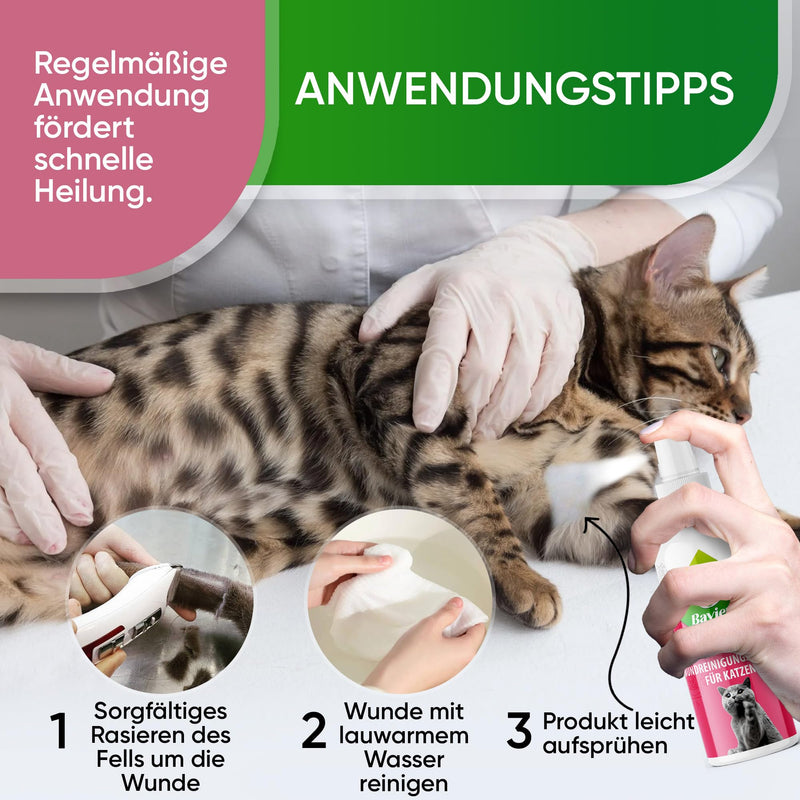 Baviette Premium Quality Probiotic Cat Care Set-Box: Eye Care, Ear Care, Tooth Cleaner, Wound Cleaner, Odor neutralizer, Allergy-free Spray (Wound Care)