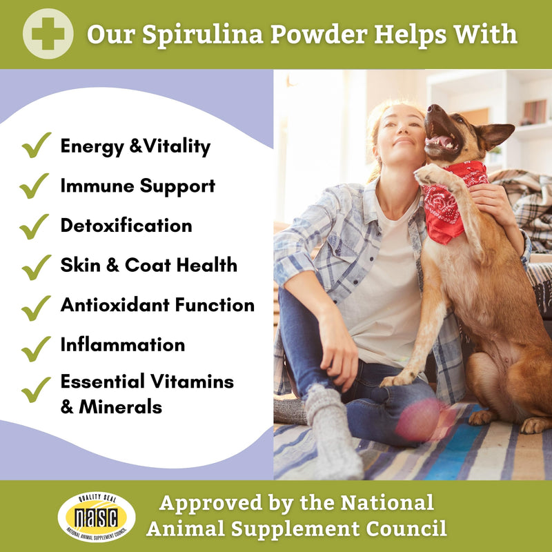 Wholistic Pet Organics Spirulina Powder Organic for Dogs Super Greens Powder Seasonal Allergy Support Supplement Dog Multivitamin USDA Certified Immune Support Vitamins Antioxidants and Minerals 3oz - PawsPlanet Australia