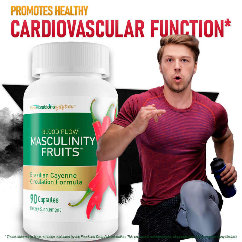 Masculinity Fruits for Bloodflow - Our Best Brazilian Blood Circulation Supplements for Men - Boost Blood Flow Circulation Supplement - Cayenne Pepper Pills Gingko Biloba Blood Flow Vitamins for Men