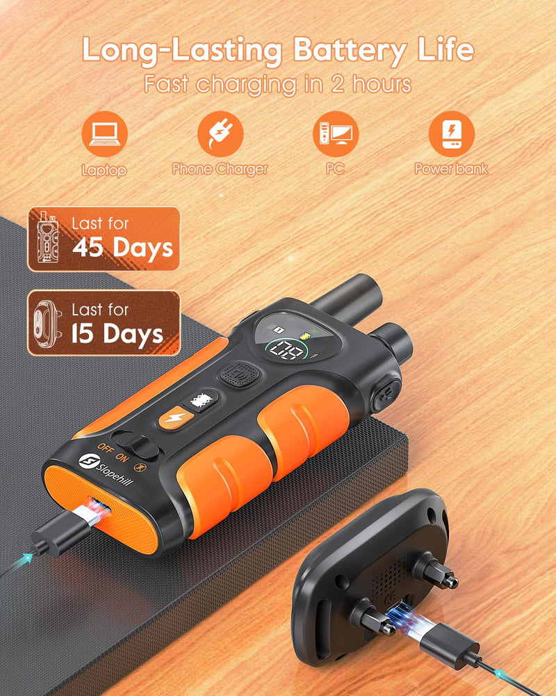 Dog Shock Collar,3300FT Dog Training Collar with Remote,IPX8 Waterproof E-Collar with Beep,Vibration,Shock,Light,Shock Lock Mode,Electric Shock Collar for Small Medium Large Dogs,Orange Orange - BeesActive Australia