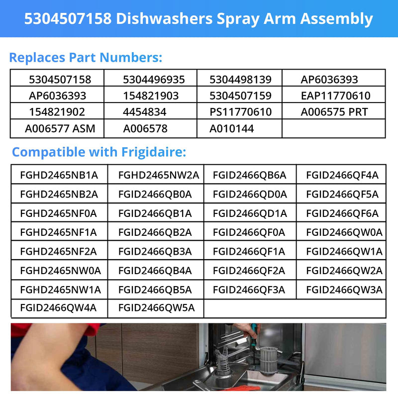 5304507158 Dishwashers Spray Arm Assembly Fit for Frigidaire Dishwashers Lower Wash Arm Assembly with 5304518968 Dishwasher Lower Spray Arm Support and 5304506518 Dishwasher Trap Drain Filter - BeesActive Australia