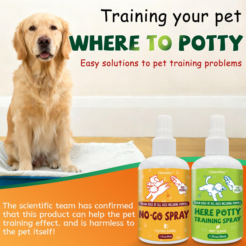 Dog Potty Training Spray Set, No-Go Spray & Here Potty Training Spray, Puppy Essentials, Stops Urination & Marking, Indoor and Outdoor Use (1.7 fl oz, 2 Pack) 1.7 fl oz Each