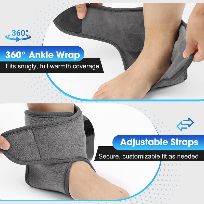 BAISEMAIN 2PCS Foot Renew Massager for Neuropathy - Ankle Heating Pad with Massage, Portable Cordless Design for Home & Travel Use, Gray 2pcs Gray - BeesActive Australia