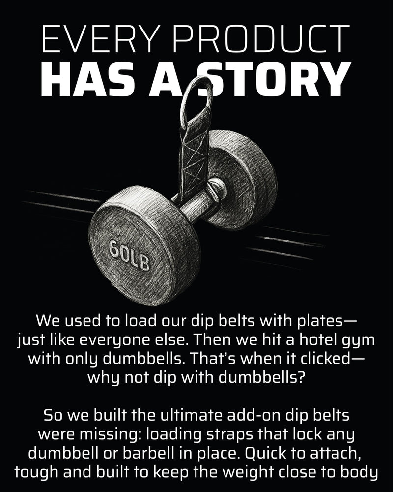 Dumbbell & Barbell Loading Straps | Attachment Straps for Dips, Pullups, Squats | Ultra Strong, Heavy Duty & Secured | Attach any Dumbbell & Barbell to any Dip Belt | 8” & 6” Straps Included