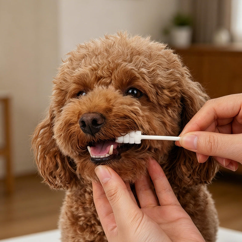 50PCS Disposable Pet Finger Toothbrush, Soft Gauze Dog Toothbrush Kit for Small Dogs, Puppies and Kittens, Pet Dental Care Teeth Cleaning Wipes for Easy Brushing Oral Care