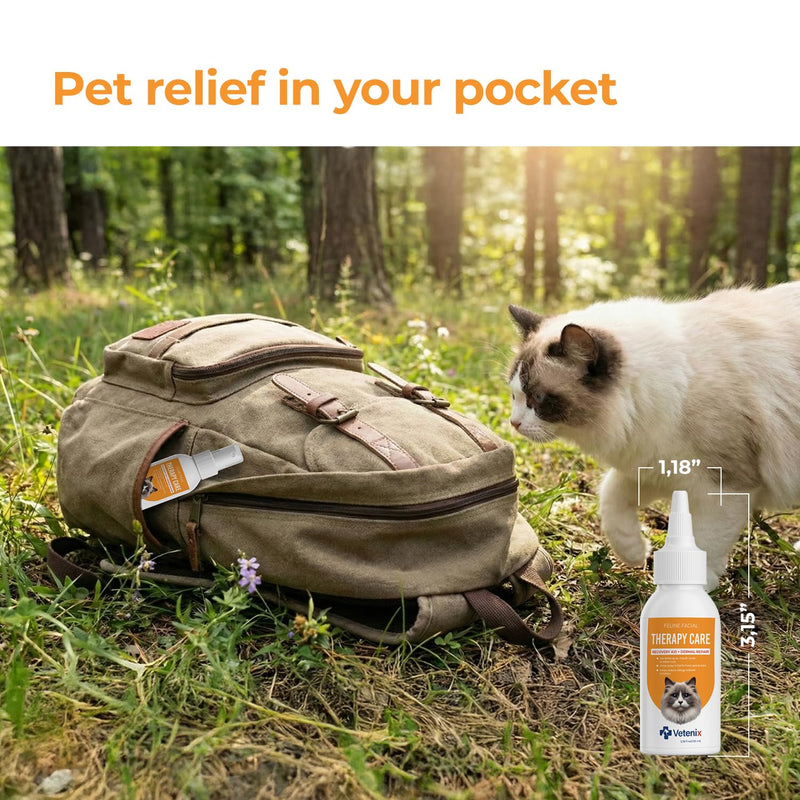 Feline Facial Therapy Solution Healing Aid & Skin Repair for Cat Acne, Eye & Ear Irritations, Chin Sores, Redness & Allergies | Gentle Non-Toxic HOCl Drops | 3.38 fl oz