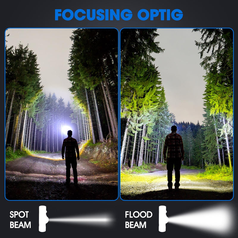 2 Pack 2200 mAh USB-C Rechargeable Dual Power Headlamp with Twist Focus Beam and Magnetic Base Manual & Gesture Sensing Control-Black Black