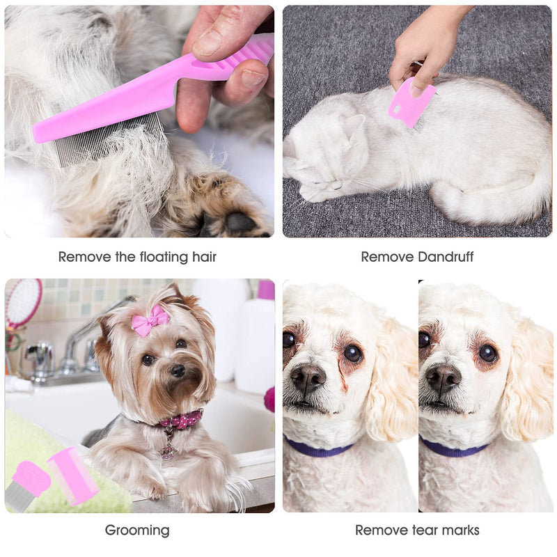Cat Comb Dog Comb Fine Tooth Comb Pet Comb Grooming Set For Grooming And Removing Dandruff Flakes Remove Float Hair Tear Marks (pink) pink - BeesActive Australia