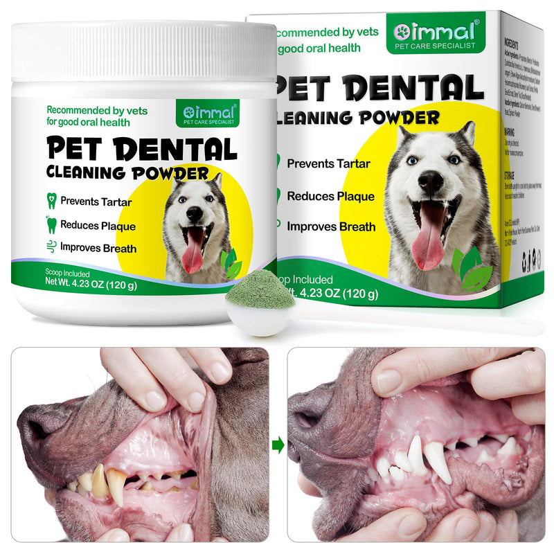 Plaque Off Remover For Dogs 120g Natural Dog Teeth Cleaning Product, Dog Dental Care with Probiotics, Dog Plaque and Tartar Remover, Breath Freshener Powder for Small, Medium, Large Dogs