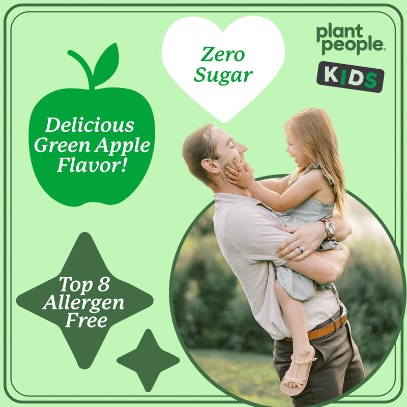 Plant People WonderGreens Kids Super Veggie Gummies, Green Apple, 30 Count | Sugar-Free Greens Gummies for Kids, Allergen-Free Multivitamin for Picky Eaters with Probiotics, Tummy & Immune Support