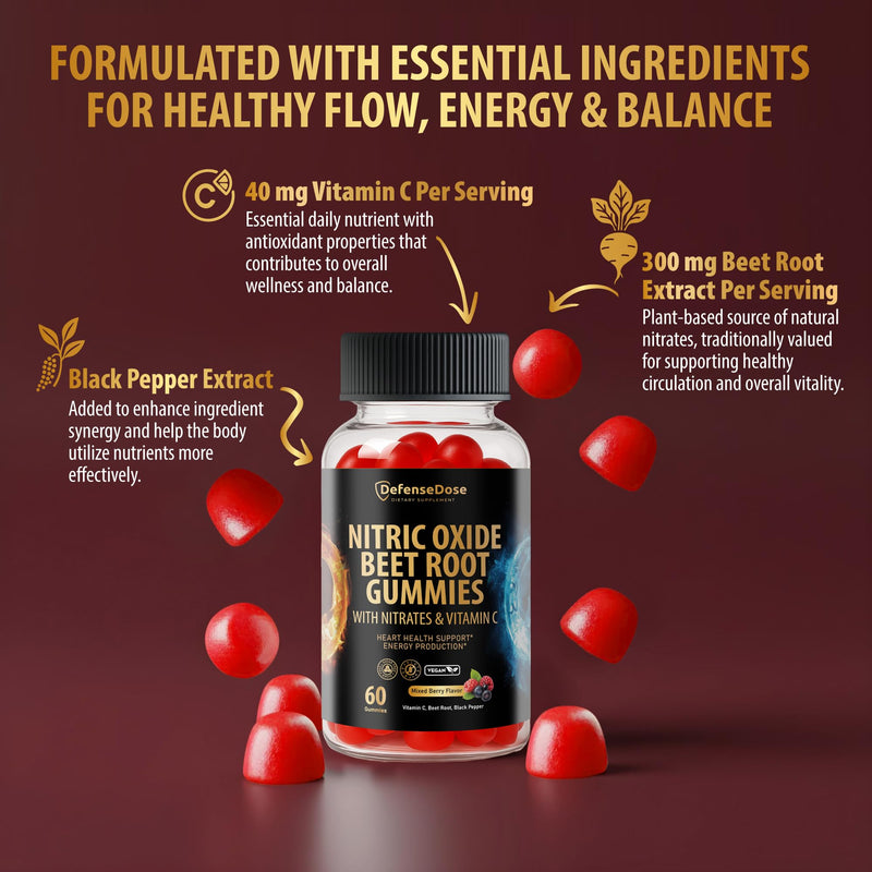 Beet Root Gummies - Advanced Nitric Oxide Blood Pressure & Heart Soft Chews Support Supplement - Men Women Natural Chewable Beets for Cardiovascular Health & Energy - Sugar-Free Vegan | Advanced Nitric Oxide, Heart Support Supplement, Natural Chewable ...
