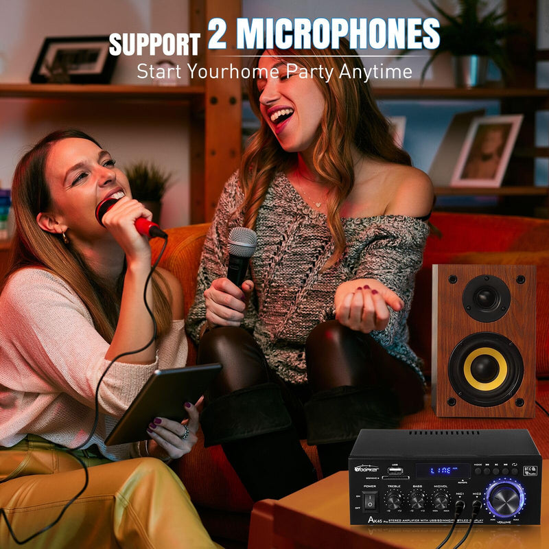 WOOPKER AK45Pro Stereo Audio Amplifier,400W 2Channel Bluetooth 5.0