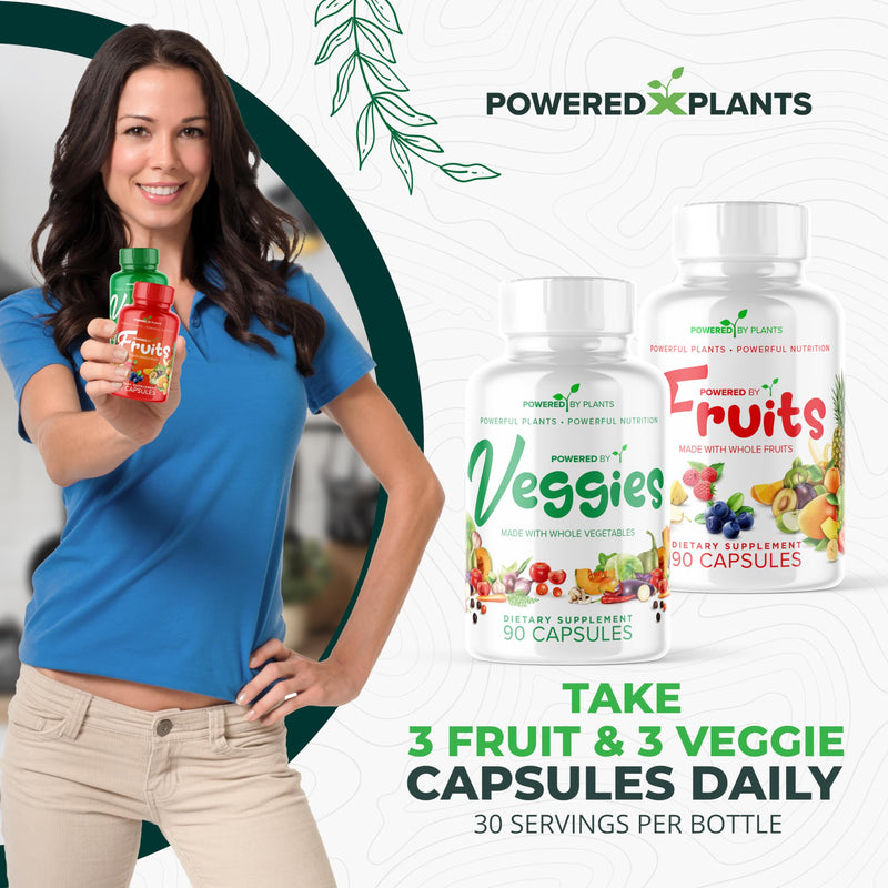 Daily Fruits and Veggies Supplement - 180 Capsules for 30 Days, Non GMO & Gluten Free Superfood with Natural Vitamins - Powered by Plants, 2-Pack 90 Count (Pack of 2)
