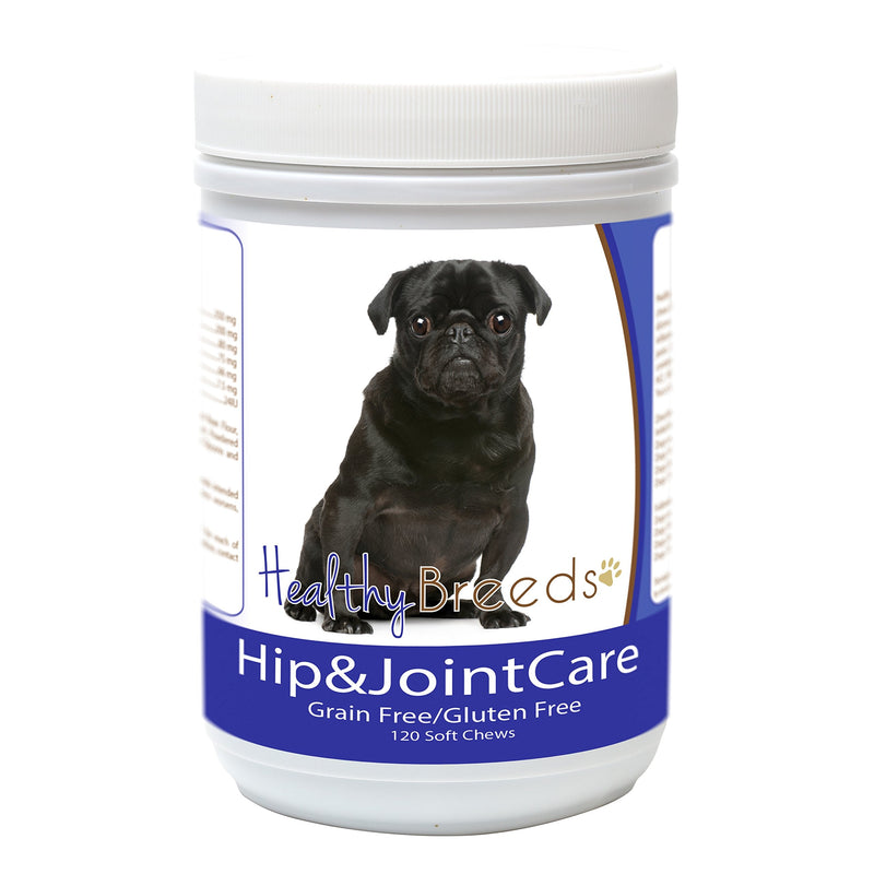 Healthy Breeds Pug Hip and Joint Care 120 Count,White Pug, Black