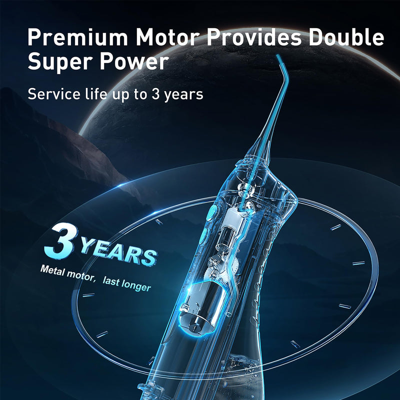 COSLUS Water Dental Flosser Teeth Pick C20(F5020E): Portable Cordless Oral Irrigator 300ML Rechargeable Travel Irrigation Cleaner IPX7 Waterproof Electric Flossing Machine for Teeth Cleaning Black - BeesActive Australia