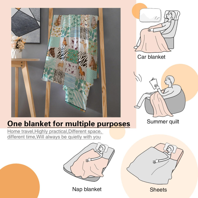 Horse Blanket Horse Gifts for Girls 10-12 Women Teenager Lightweight Cozy Flannel Fleece Throw Blanket Horse Decor Animal Blanket 50"X40" 40"x50" for kids - BeesActive Australia