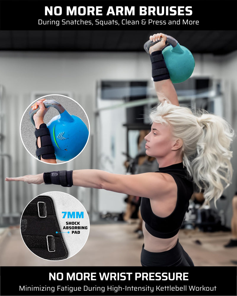 Kettlebell Wrist & Forearm Guards | 7mm Impact-Absorbing Neoprene | Adjustable Straps for Secure Fit | Lightweight, Durable Protection for Kettlebell Training (Pair)