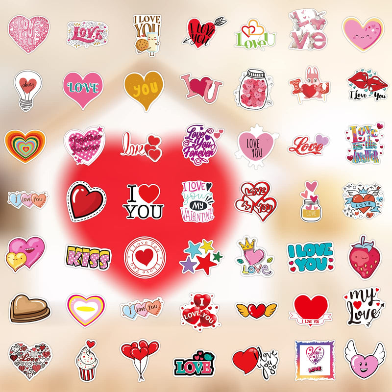 100PCS Valentine's Day Stickers Love Stickers, Love Heart Stickers Vinyl Waterproof Romantic Valentine Stickers for Laptops Gifts Water Bottles Scooters and Valentine's Day Wall Window Decorations Valentine's Day Stickers 1 - BeesActive Australia