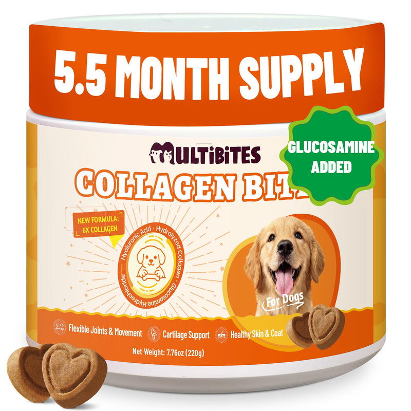330 Bites Collagen Chews for Dogs - with Hydrolyzed Collagen, Glucosamine,Vitamin C & Hyaluronic Acid for Dogs - Joint Supplement, Skin&Coat Health - Dog Vitamins and Supplements - 7.76 oz