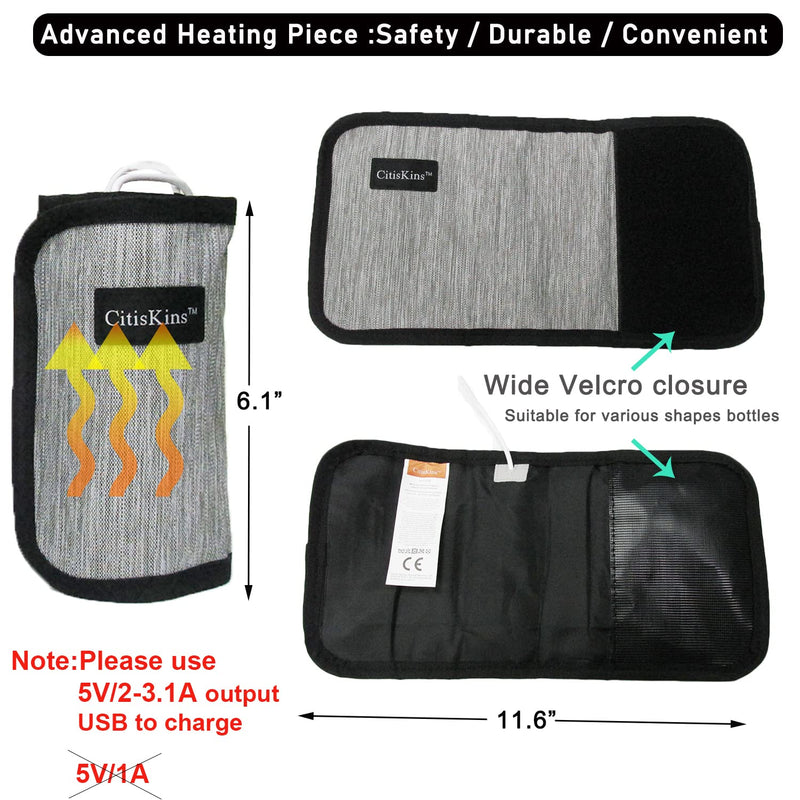 Bottle Warmer For Baby Milk USB Portable Bottle Heating Bag Car Bottle Warmer Water Warming Bag On The Go Bottle Warmer At Home Or Travel (grey) grey - BeesActive Australia